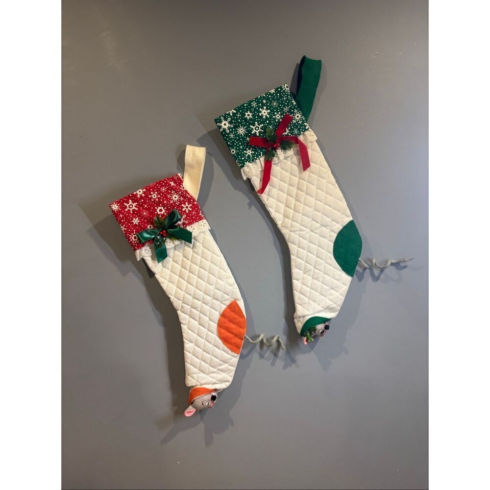 Annalee Peek-A-Boo Mouse Christmas Stockings set of 2